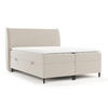 BOXBETT Corvus Beige 200/200 cm mit Taschenmatratze und Topper - Beige/Schwarz, Holz/Holzwerkstoff (200/200cm) - Maison de Reve
