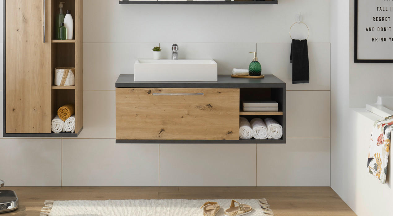 Waschtisch Holz/Schwarz