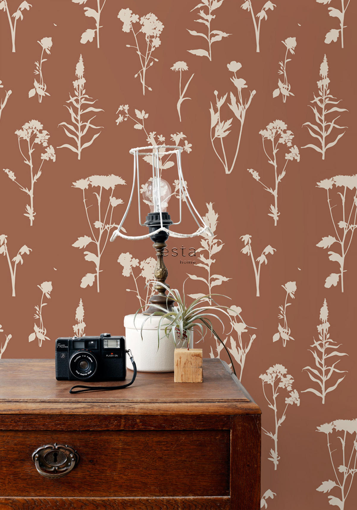 TAPETE Feldblumen 53 cm x 10.05 m - Terracotta, Papier (53/1000cm) - ESTAhome