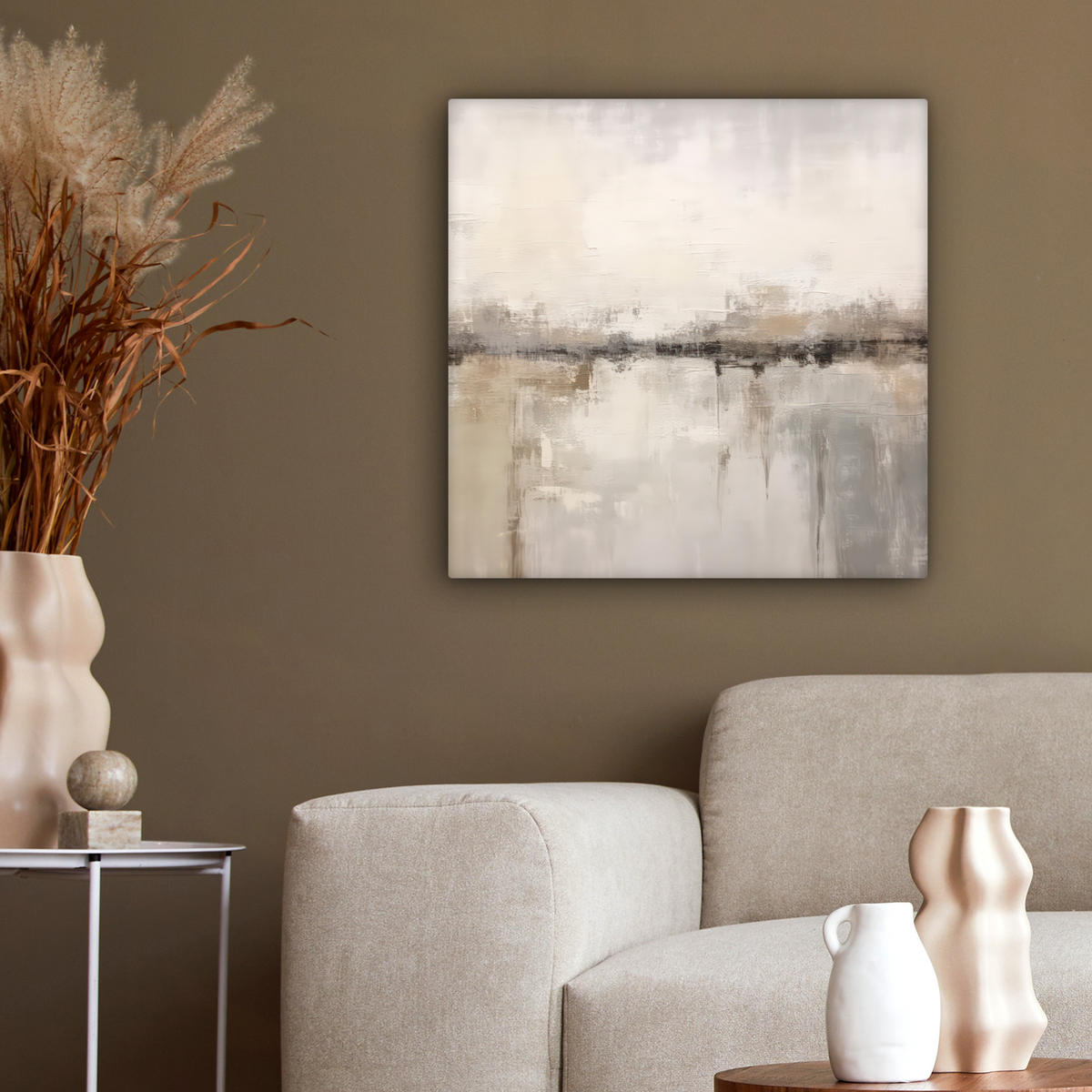 LEINWANDBILD Moderne Kunst - Abstrakt - Beige 50x50 cm - Beige, Textil (50/50cm) - MuchoWow