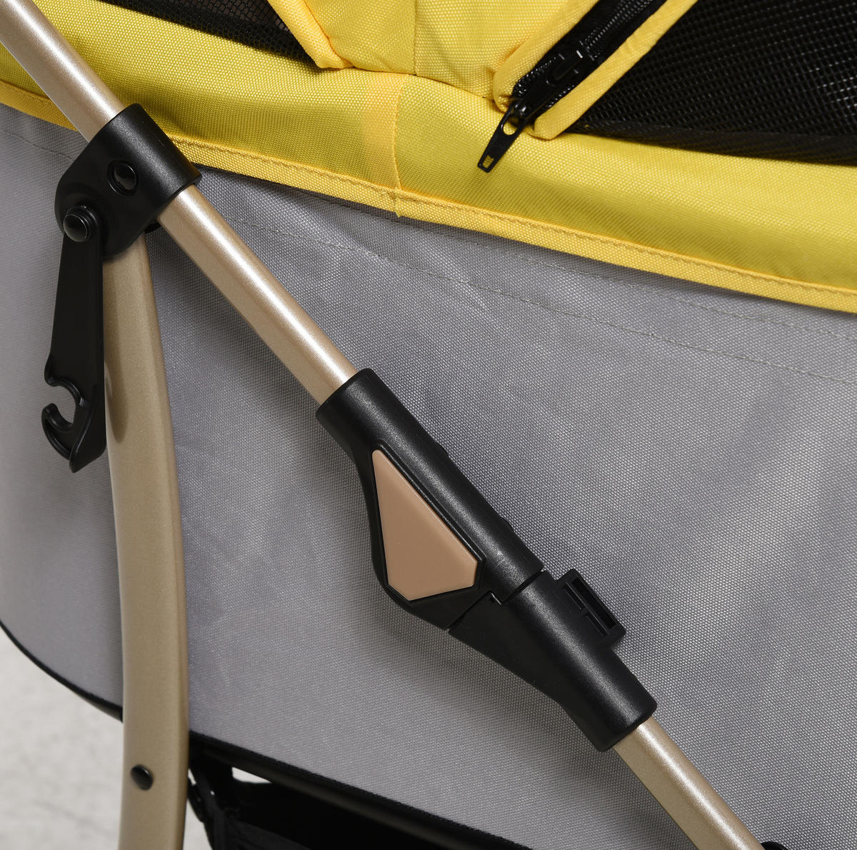 HUNDEWAGEN 2-in-1 faltbar, Gelb, mit Tragetasche und 4 Rädern - Gelb, Textil (49.5/98/82cm) - BEAOK