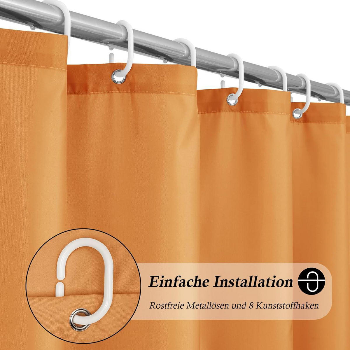 DUSCHVORHANG Orange 120 x 200 cm Wasserdicht Textil - Orange, Textil (120/200cm)