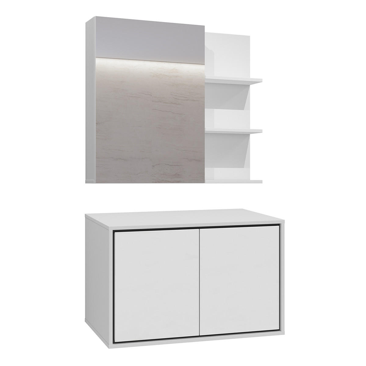 SKŘÍŇKA POD UMYVADLO 78cm Sophéa 2er-Set Bílá - bílá, kompozitní dřevo (78/50.8/48cm) - Petits-meubles