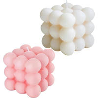 DUFTKERZE 2-teiliges Set Bubble Kerze Sojawachs Rosa/Weiß - Multicolor, Paraffin (1cm)