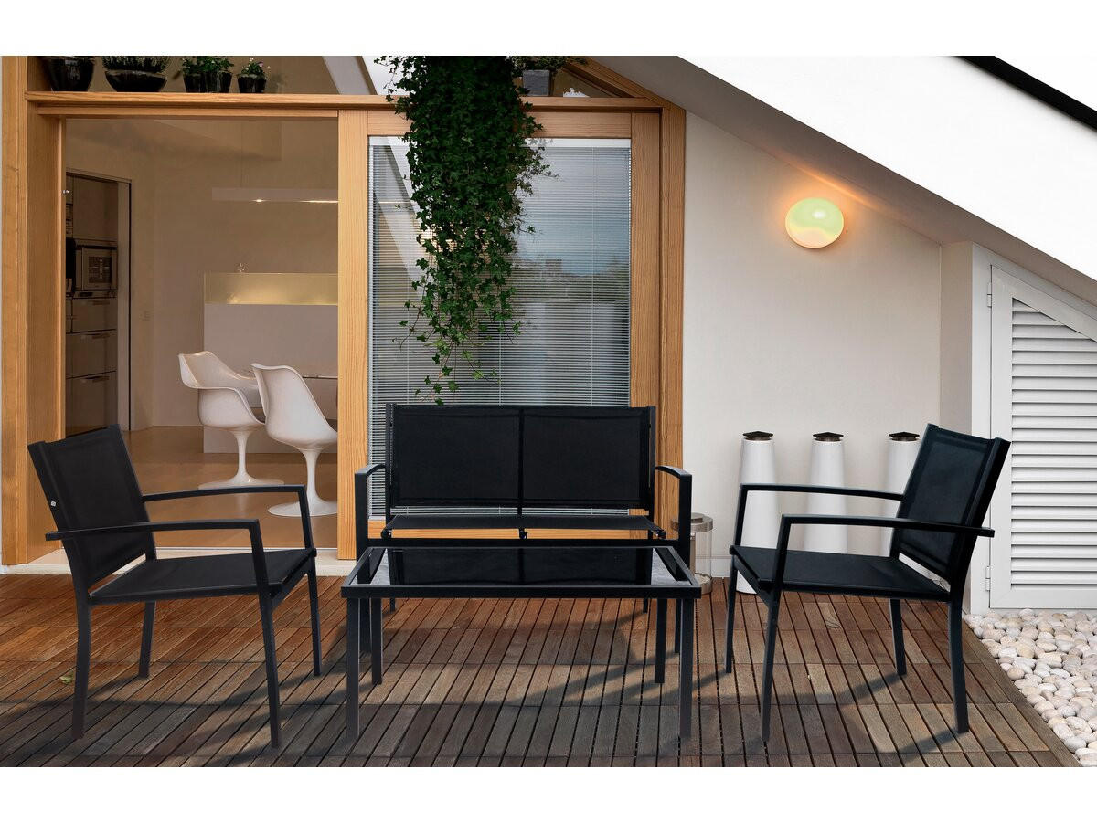 LOUNGEGARNITUR Lino 4-Sitzer Schwarz - Schwarz, Metall - Habitat Garten