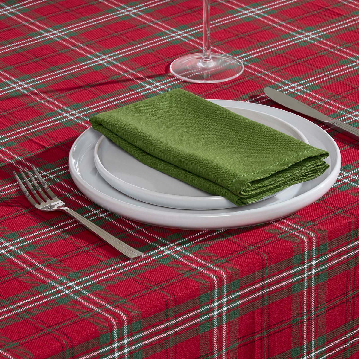 TISCHDECKE Edward rot kariert, 137/228 cm, 100% Baumwolle - Rot, Textil (137/228cm) - Homescapes