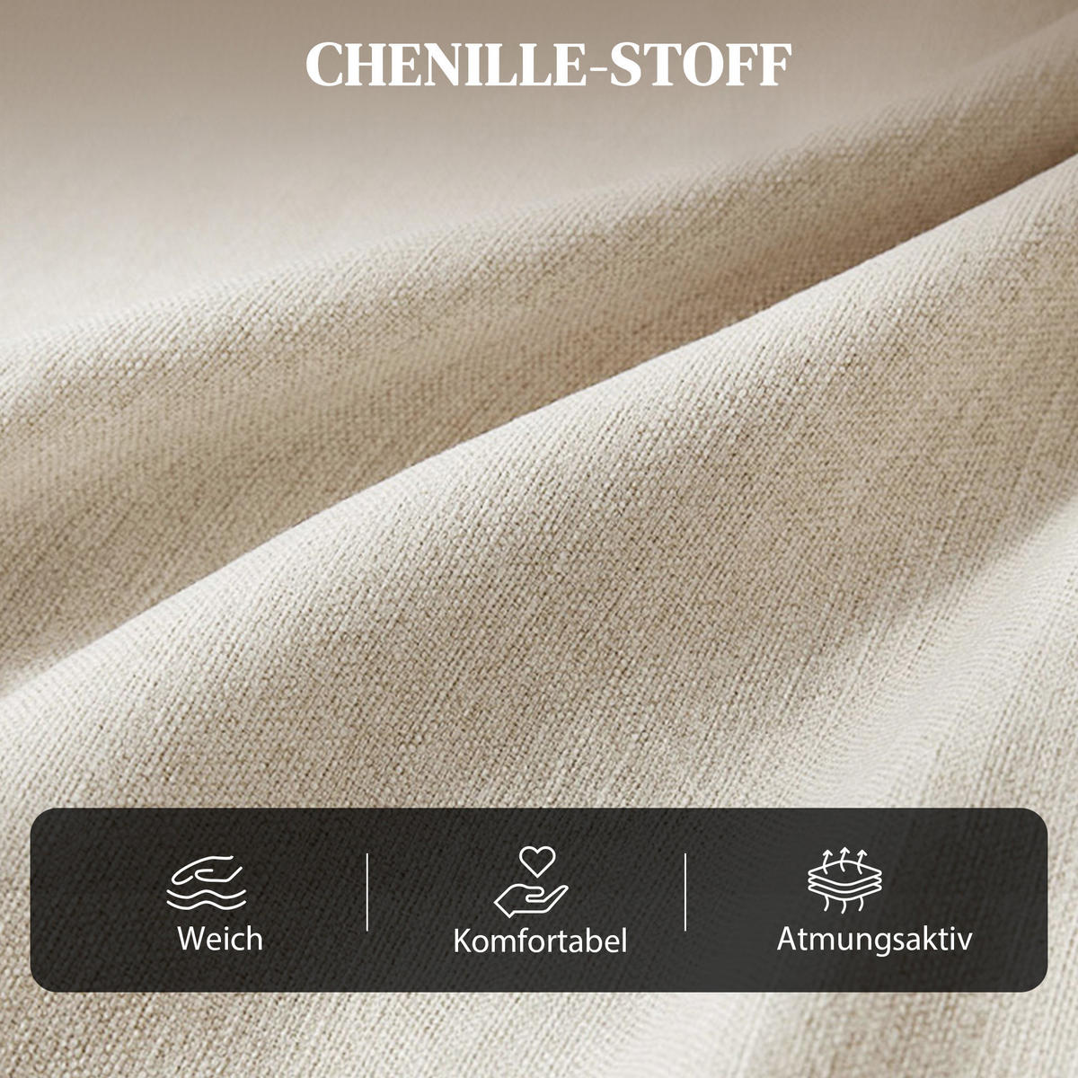 RELAXSESSEL Polyester Schaumstoff Cremeweiß - Creme/Schwarz, Holzwerkstoff/Textil (91/104/93cm) - HOMCOM