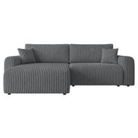 ECKSCHLAFSOFA Floryn L Cord Bis - Schwarz/Grau, Holz/Kunststoff (245/145cm) - MIRJAN24