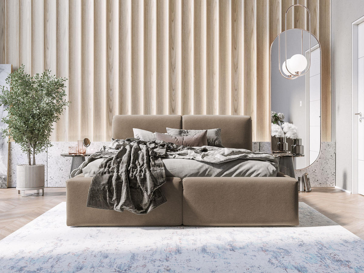 POLSTERBETT Rosmus Bettkasten 140x200 braun - Braun, Holz/Textil (140/200cm) - Fedve