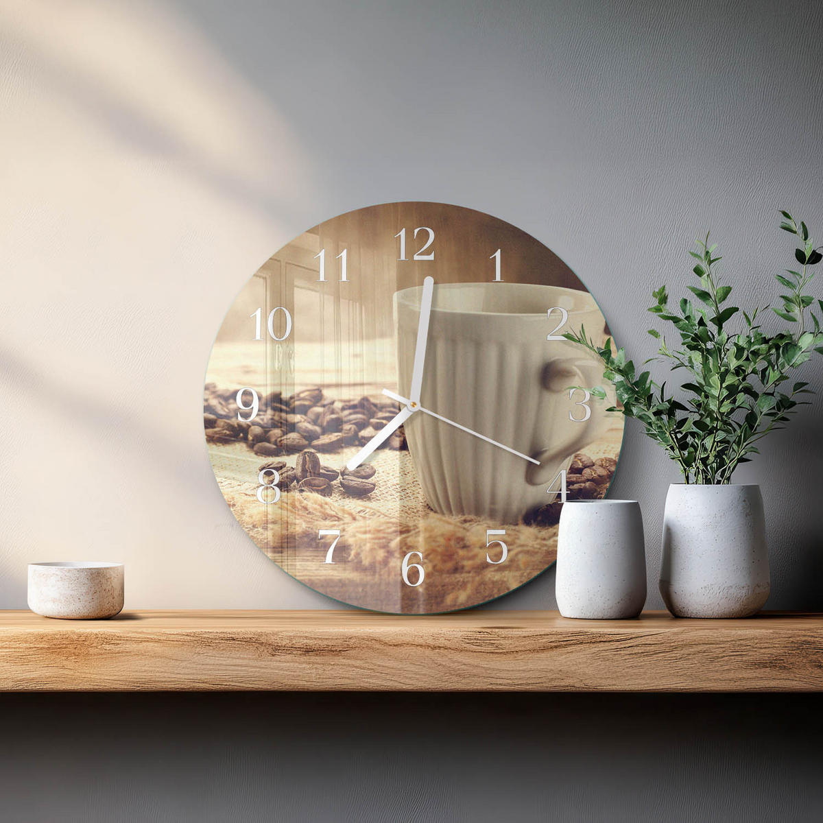 WANDUHR fi30 cm - Kaffee - Braun, Glas (30/30/0.4cm) - TULUP