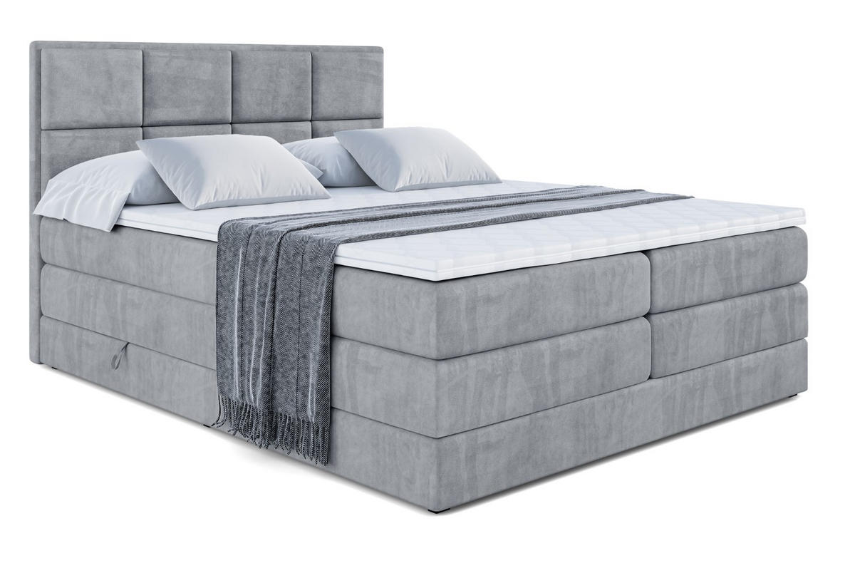 BOXSPRINGBETT NOVA KING - 160 x 200 - H3/H4 - Grau - Grau, Holzwerkstoff (160/200cm) - ALTDECOR