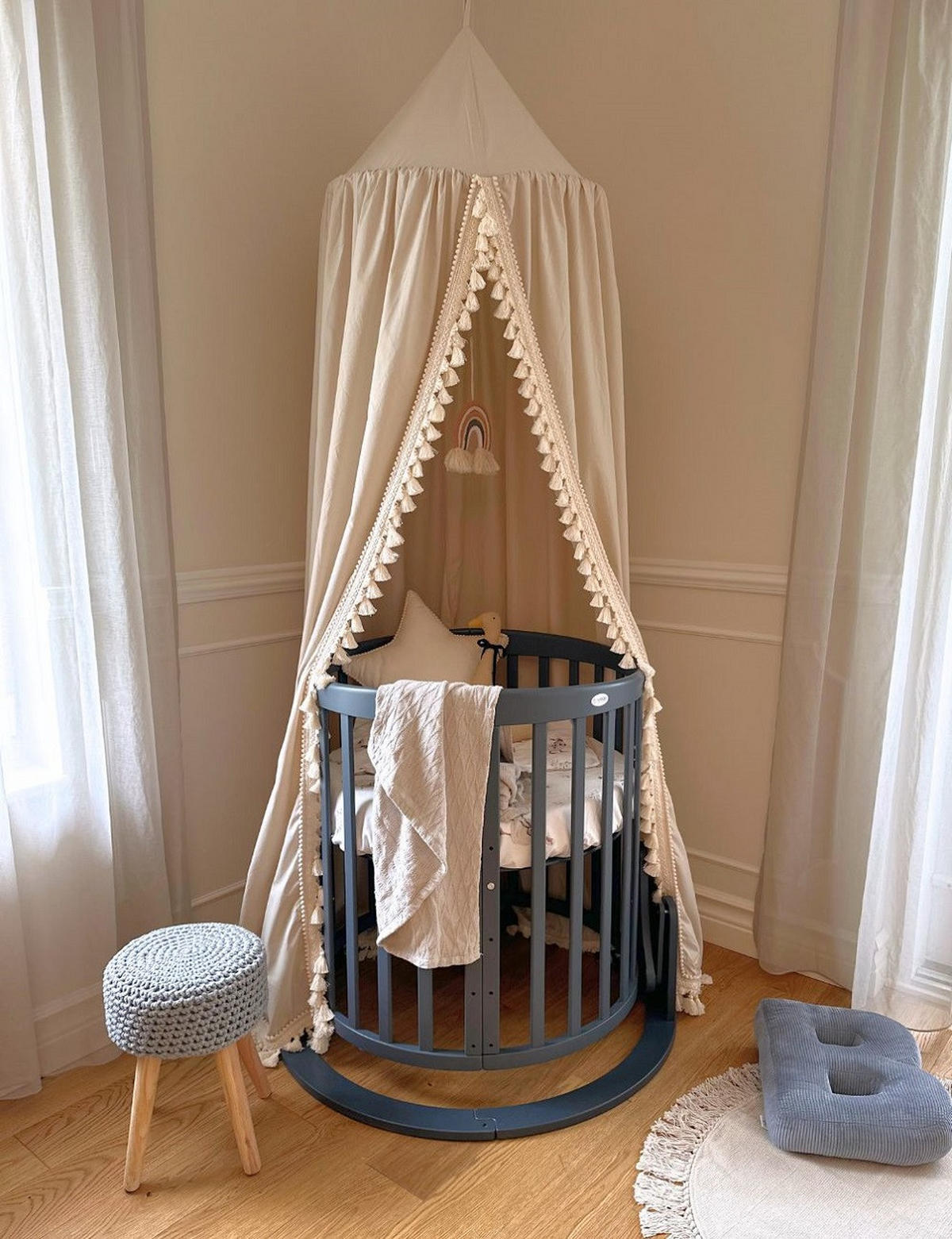 SCHAUKEL für Babybett 7in1, KEIN BETT - Graphitfarben, Holz - waldin