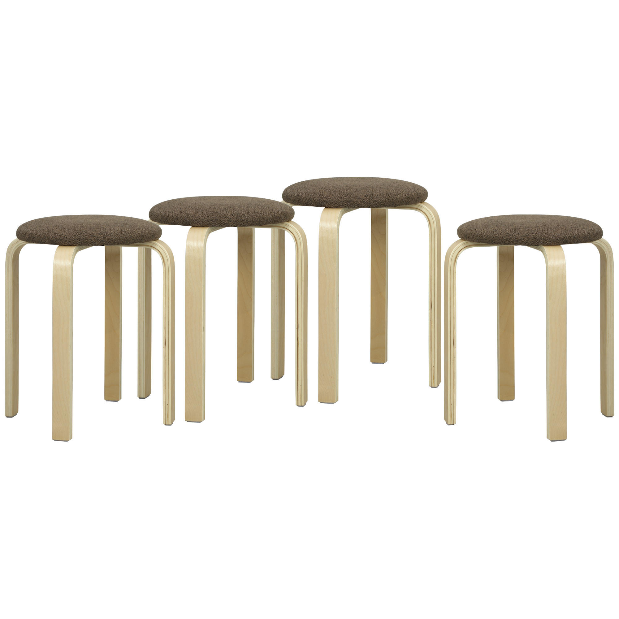 HOCKER 4er Set Holzwerkstoff Braun - Naturfarben/Braun, Birkenholz/Holzwerkstoff (40/45/40cm) - HOMCOM