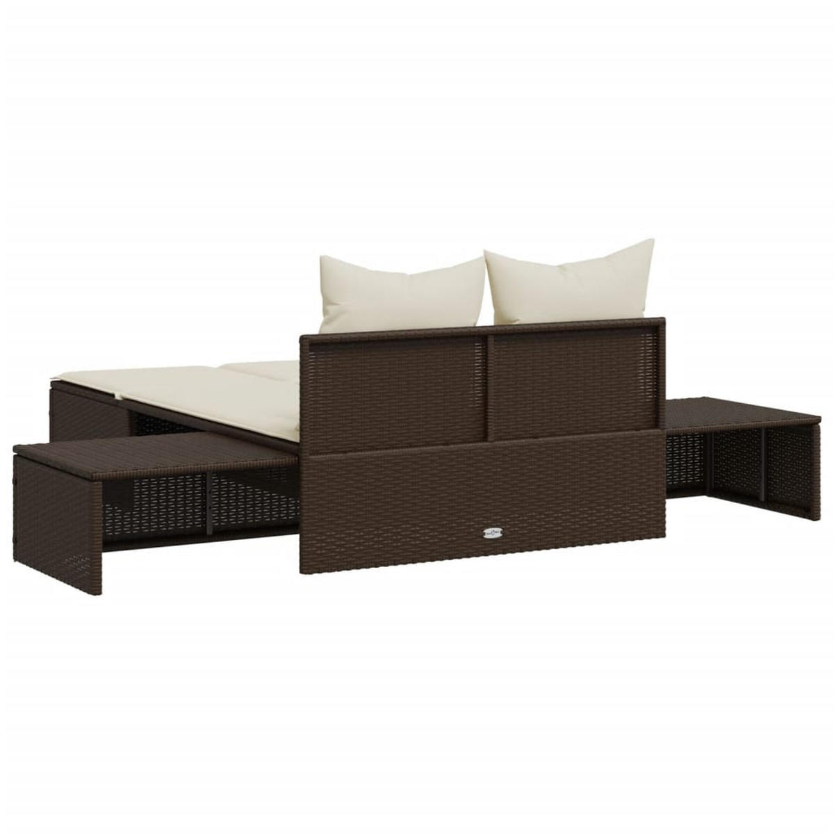 DOPPEL-SONNENLIEGE Mit Auflagen Braun Poly Rattan - Creme, Kunststoff (162/30/104cm) - vidaXL