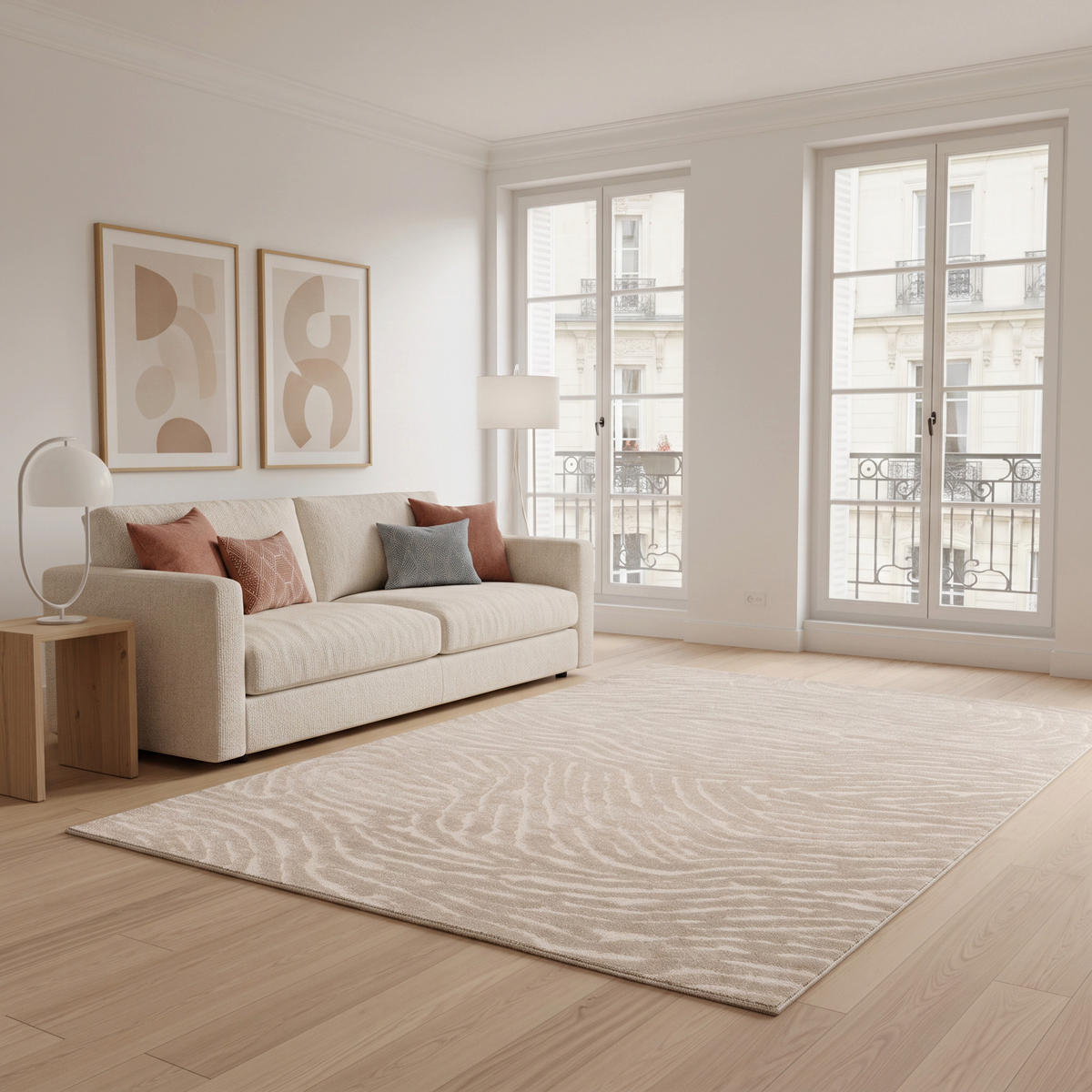 TEPPICH ultrafein mit Skulptureffekt beige - Beige, Textil (120/170cm) - AFK Living