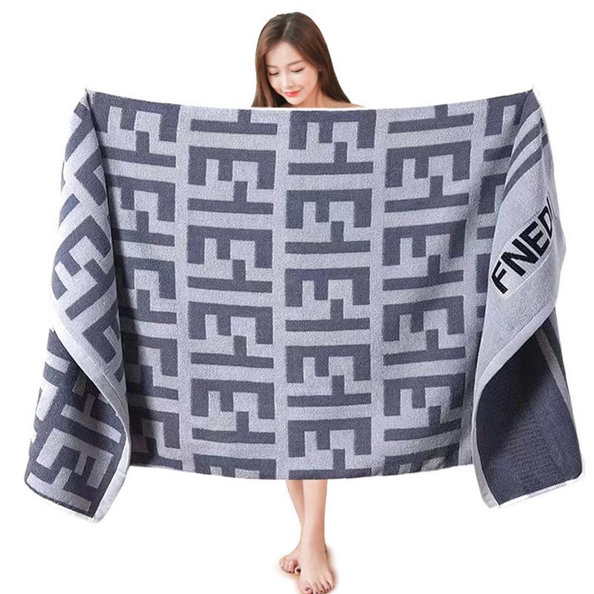 HANDTUCH – Großes Badetuch – 70 x 140 cm – Grau - Grau, Textil (140/70cm)