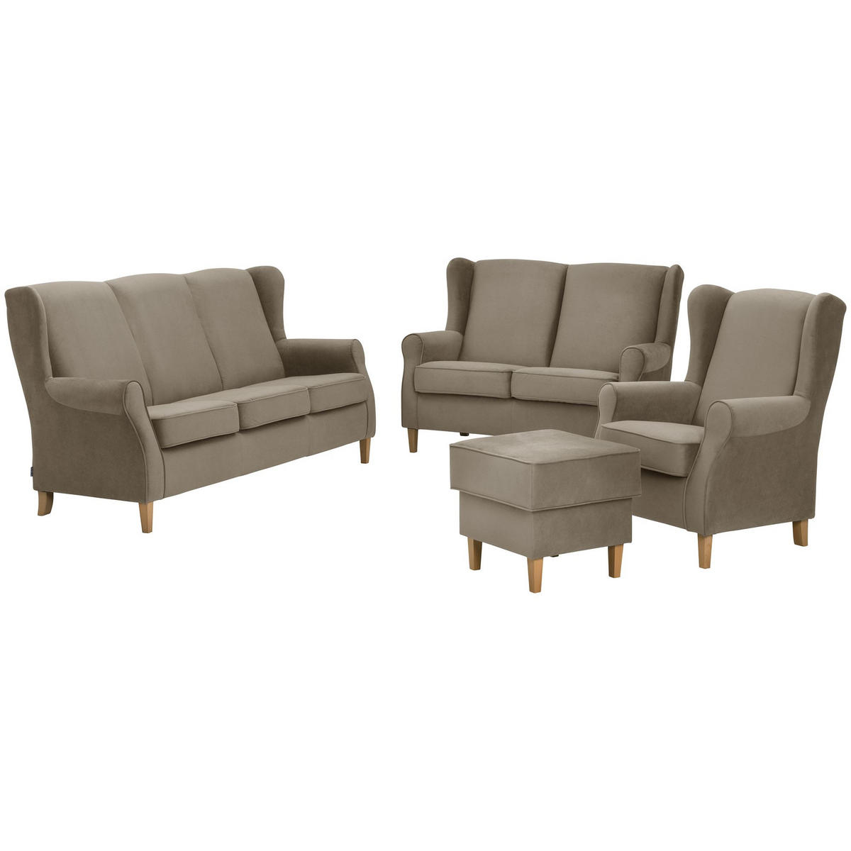 SOFA 3-Sitzer Karlen Flachgewebe hellbraun - Hellbraun, Kunststoff (193/103/86cm) - 58aufmkessel