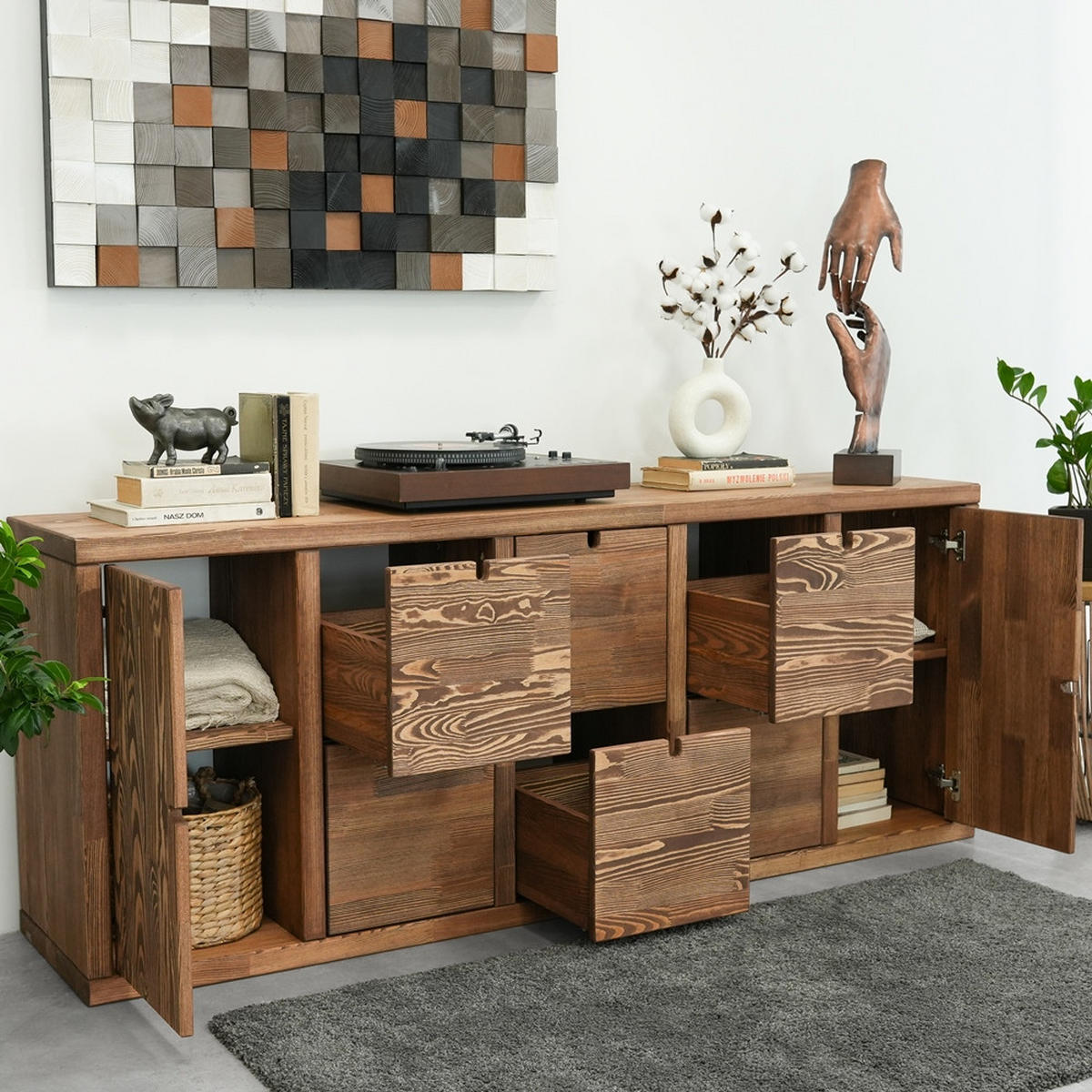 KOMMODE aus Massivholz MARIKA 2/6 - Dunkelbraun, Holz (180/71/40cm) - Seart