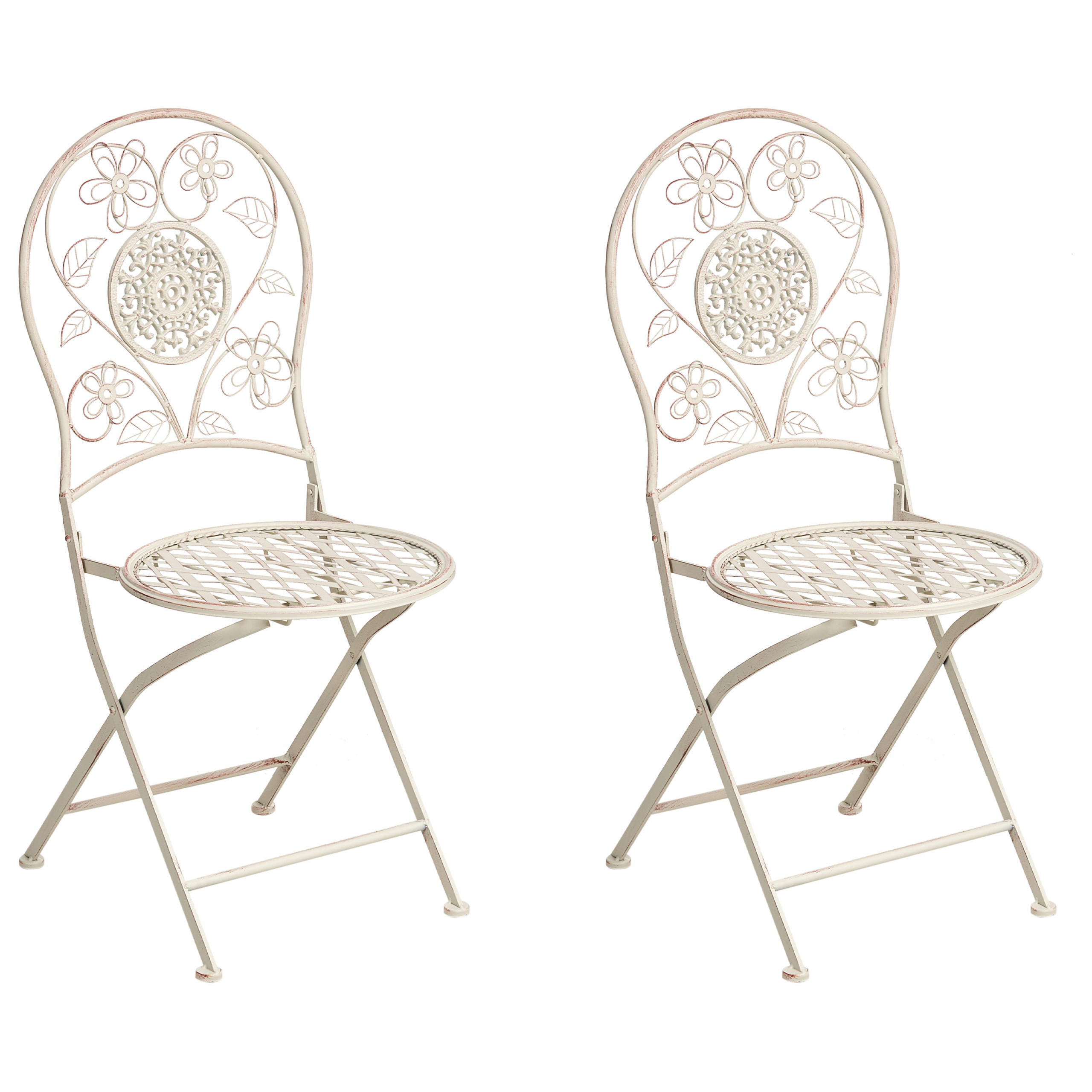 GARTENSTUHL 2er-Set Hellbeige Yaviza - Beige, Metall (40/95/45cm) - Beliani