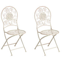 GARTENSTUHL 2er-Set Hellbeige Yaviza - Beige, Metall (40/95/45cm) - Beliani