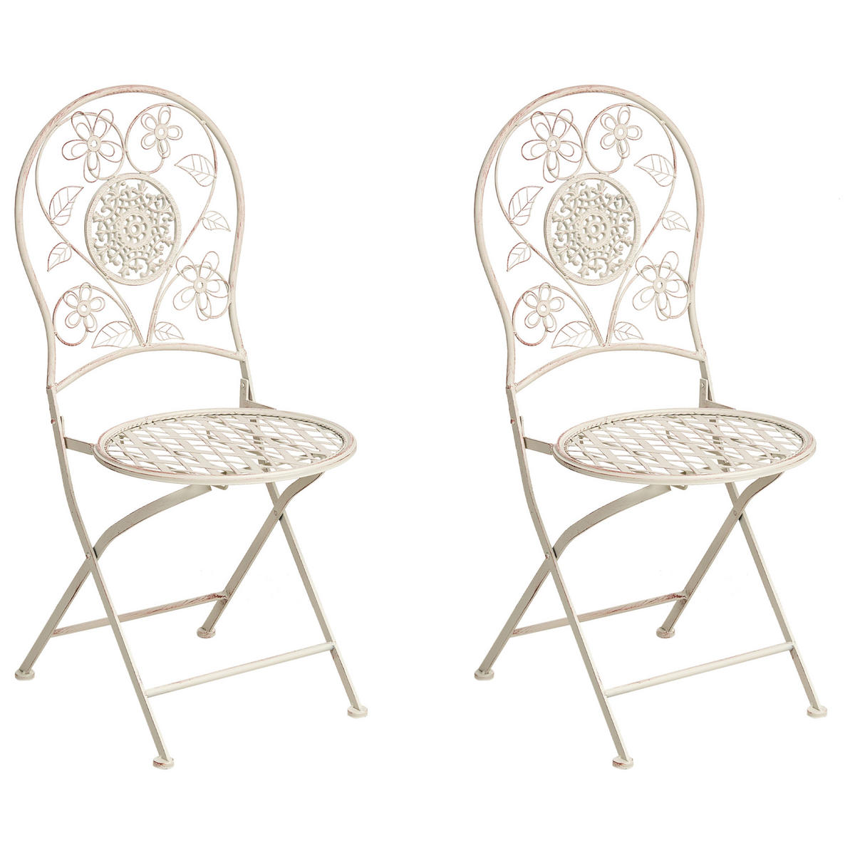 GARTENSTUHL 2er-Set Hellbeige Yaviza - Beige, Metall (40/95/45cm) - Beliani