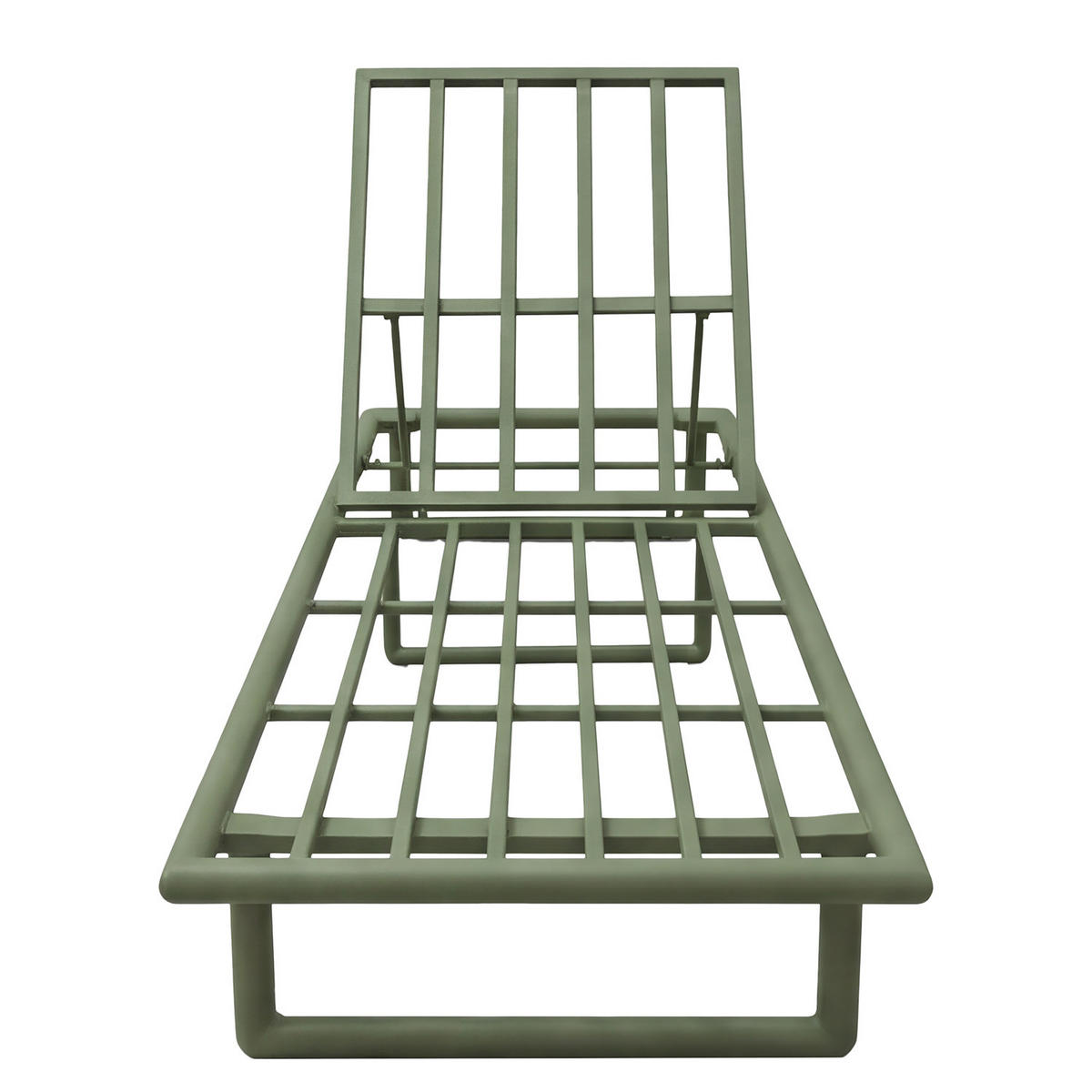 GARTENLIEGE - Stahl / Olefin - Grün / Grau - Grau, Textil/Metall (65/36/200cm) - home24