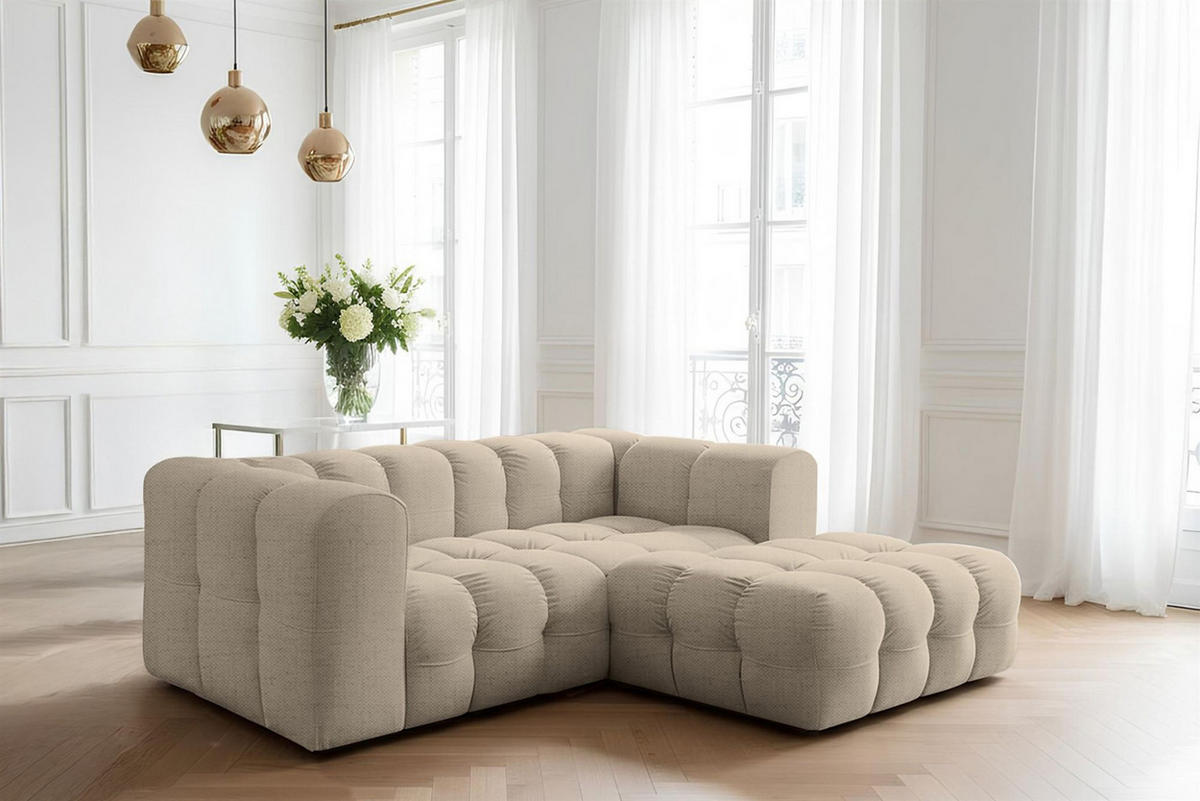 ECKSOFA Solvie Xs In Moly - Beige, Holzwerkstoff/Textil (239/193cm) - Fun Möbel