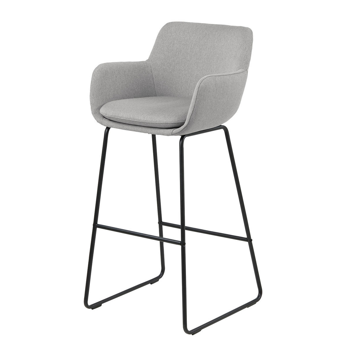 BARSTUHL - 2er-Set - Webstoff / Metall - Hellgrau, Textil/Metall (52/100/53cm) - home24