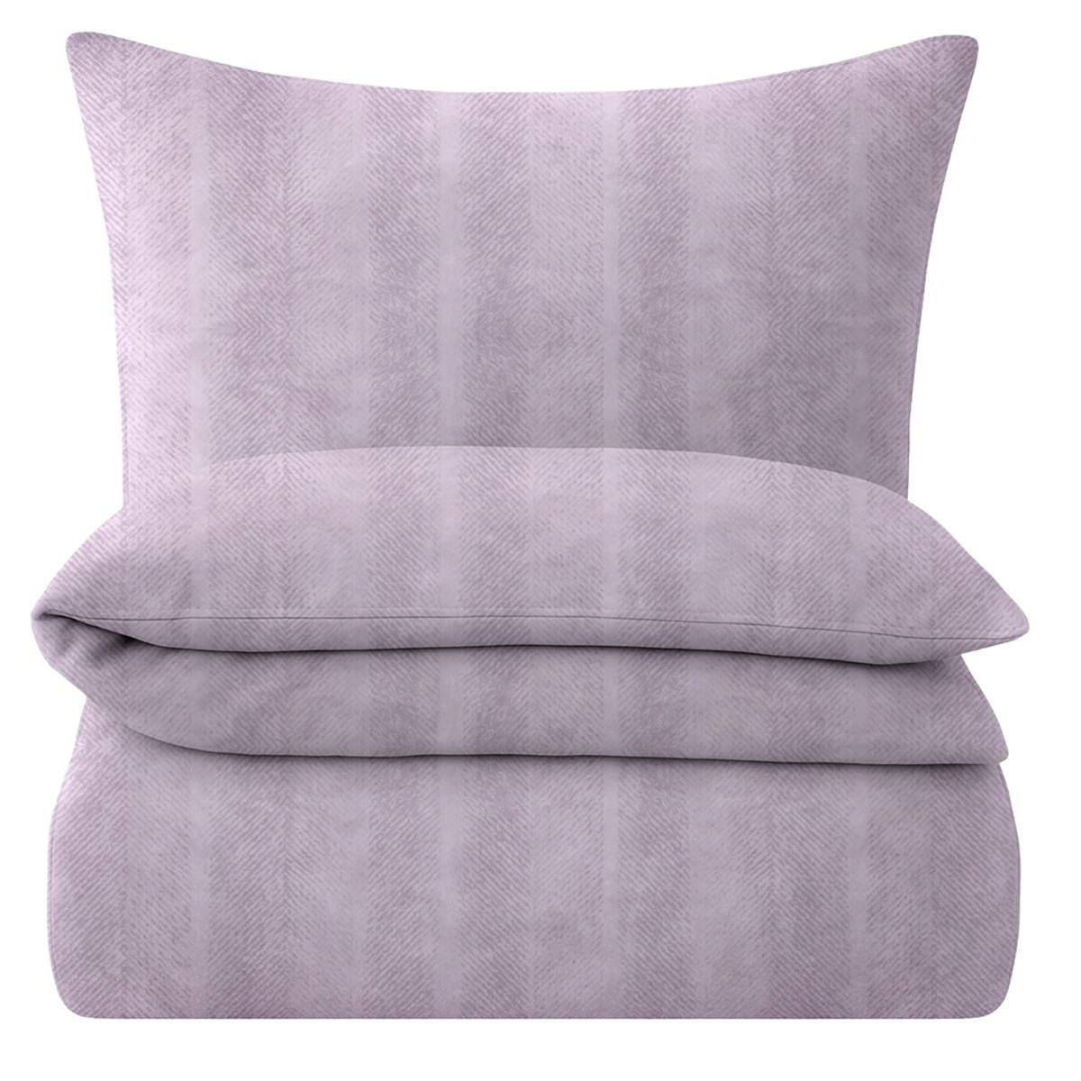 BETTWÄSCHE Stone Washed 155x220 cm aus 100% Baumwolle, Renforce Bettbezug im gestreiften Used Look - 155 x 220 Lila - Lila, Textil (155/220cm) - Carpe Sonno