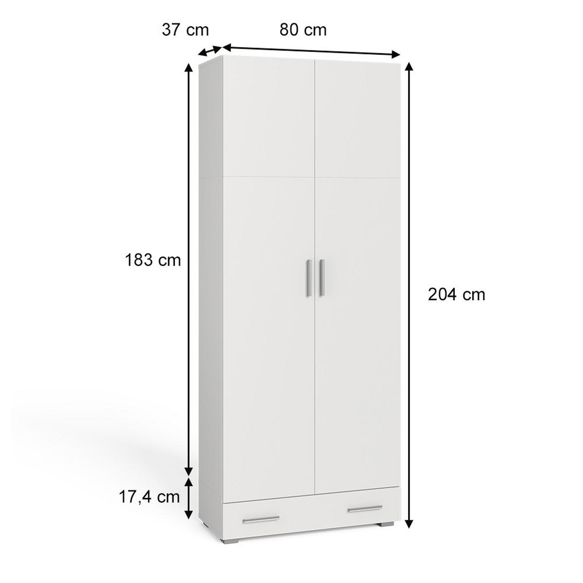 AKTENSCHRANK Ingo Weiß 80 x 182.4 cm mit Schublade - Weiß, Holzwerkstoff (80/182.4/37cm) - Vicco