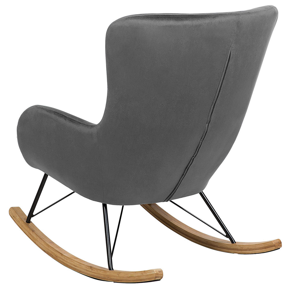 SCHAUKELSESSEL Samtstoff Dunkelgrau Ellan - Hellbraun/Schwarz, Textil (71/97/90cm) - Beliani