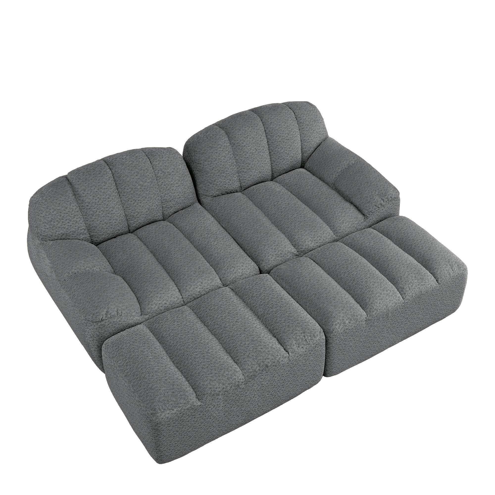 2-SITZER-SOFA DE-34312 mit 2 Ottomans Grau - Grau, Textil (165/79/210cm) - ComfortXL