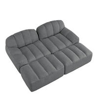 2-SITZER-SOFA DE-34312 mit 2 Ottomans Grau - Grau, Textil (165/79/210cm) - ComfortXL