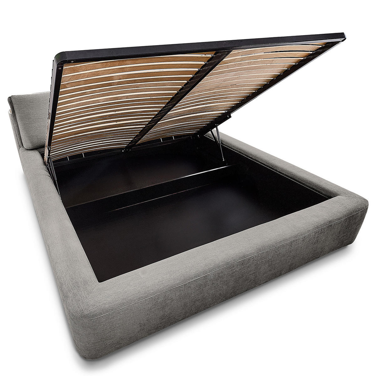 POLSTERBETT - Hellgrau, Textil (180/200cm) - home24