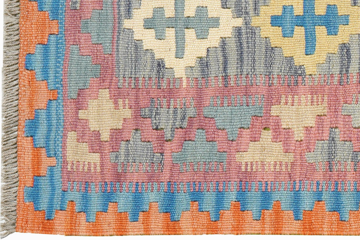 HANDWEBTEPPICH Kelim Gashgai Grau 220/63 cm Schurwolle - Grau, Textil (63/220cm) - Looma