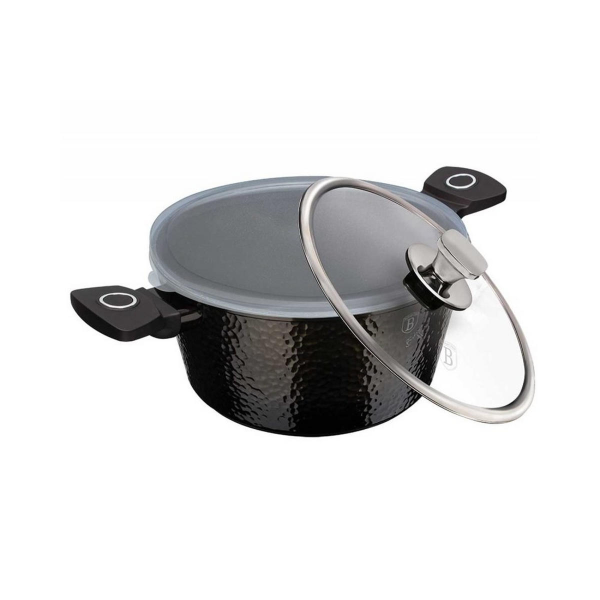 TOPF Schwarz 20/20/10.4 cm BH6571 - Schwarz, Glas (20cm) - Berlinger Haus
