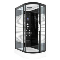 DUSCHE Duschkabine D30-73M0R-EC Schwarz 80x120 MIT 2K Scheiben Versiegelung - Schwarz, Glas/Kunststoff (80/120/215cm) - AcquaVapore by Sandra Jentho