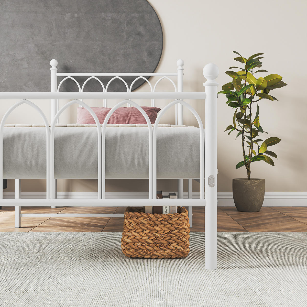 METALLBETT 90/200 cm DE-35520 mit Kopfteil Weiß - Weiß, Metall (90/200cm) - ComfortXL