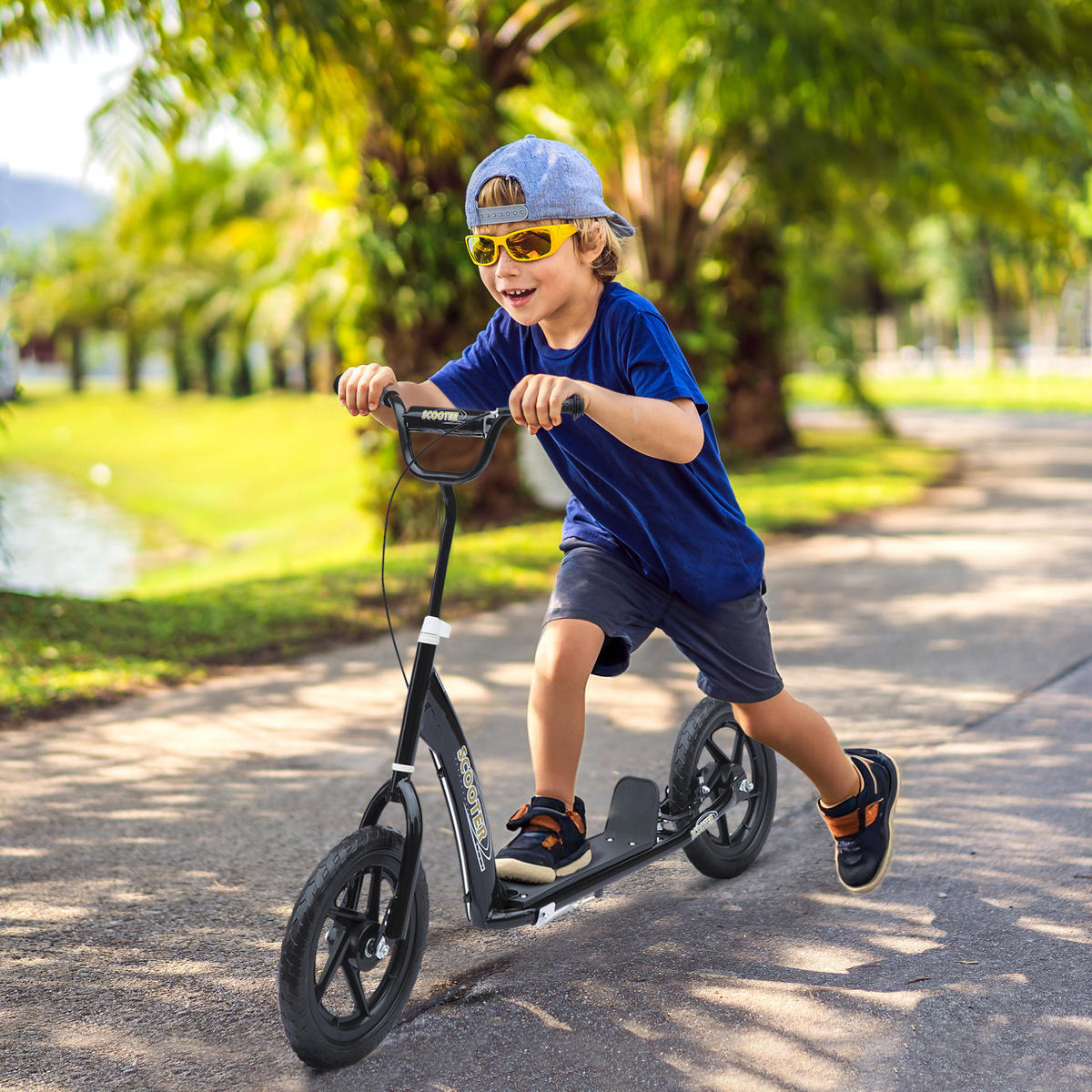 KINDERSCOOTER DE-16935 30 cm EVA-Reifen Schwarz - Schwarz, Metall (120/52/88cm) - ComfortXL