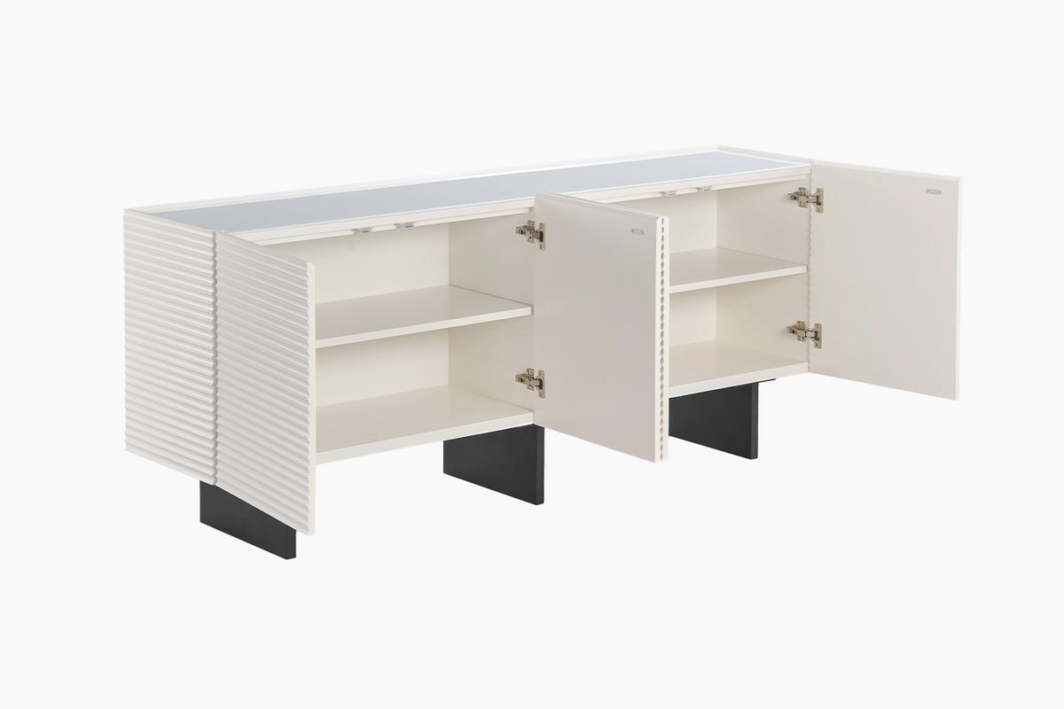 SIDEBOARD LYNN Weiß Holz - Schwarz/Weiß, Holzwerkstoff/Metall (180/75/40cm) - KAWOLA