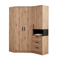 DREHTÜRENSCHRANK ECKSCHRANK REGAL GRANT SET 15/A EICHE ARTISAN 143/195/91 - Schwarz/Eiche Artisan, Holzwerkstoff/Kunststoff (143/195/91cm) - Marmex Möbel