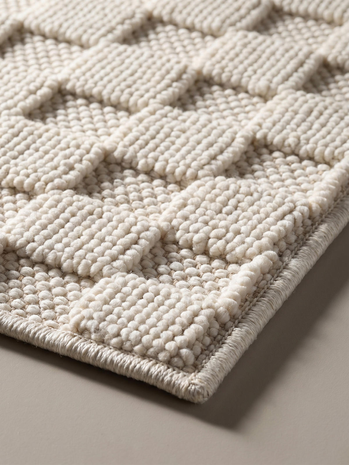 TEPPICH Flachgewebe LANGAU in Creme, mit Schachbrettmuster, 240 x 340 cm - Creme, Textil (240/340cm) - KADIMA DESIGN