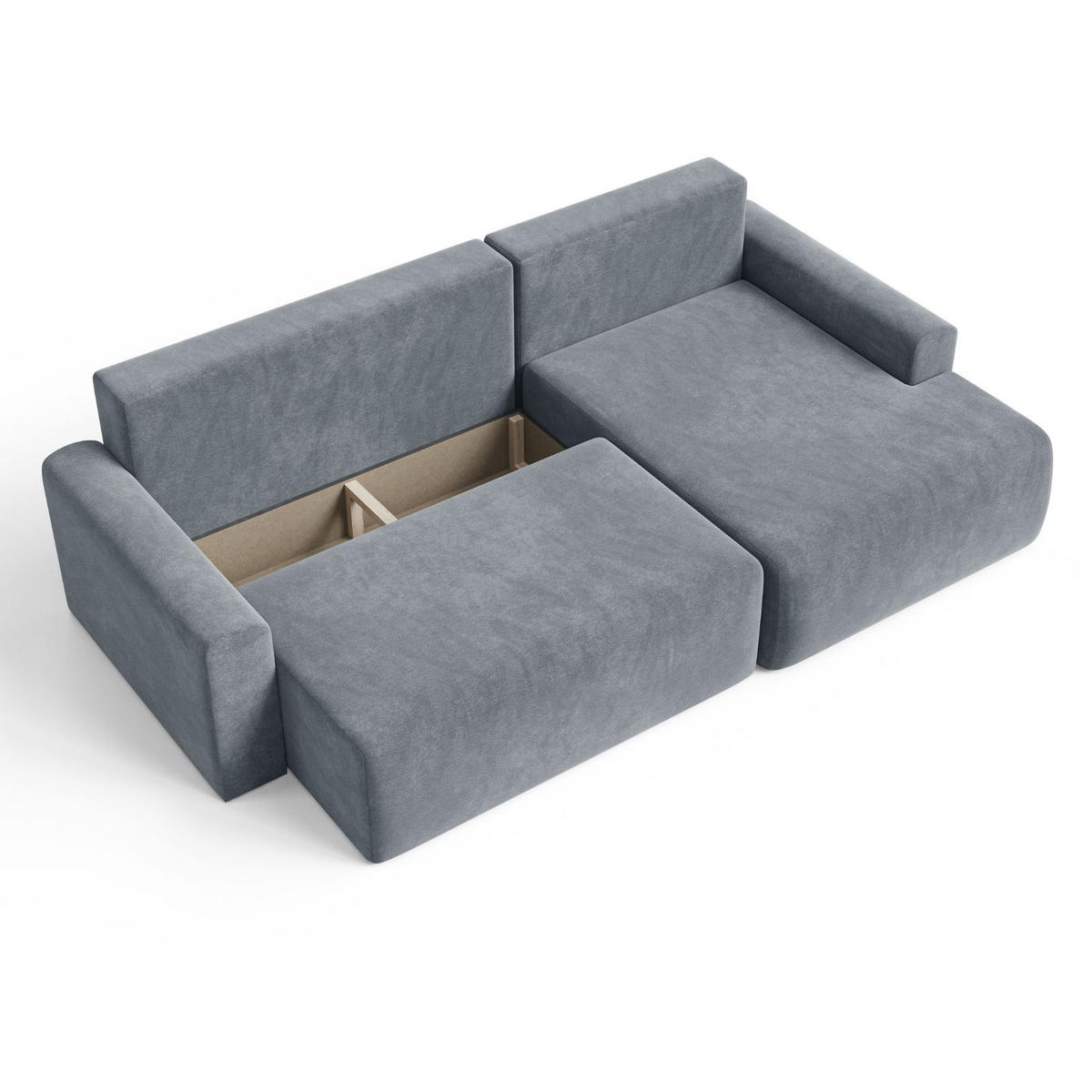 ECKSOFA MILO LARGE mit Schlaffunktion, Bettkasten und Cordbezug, Rechts - VIBE 95 - Dunkelgrau, Holz (270/142cm) - Dekori_Interiors