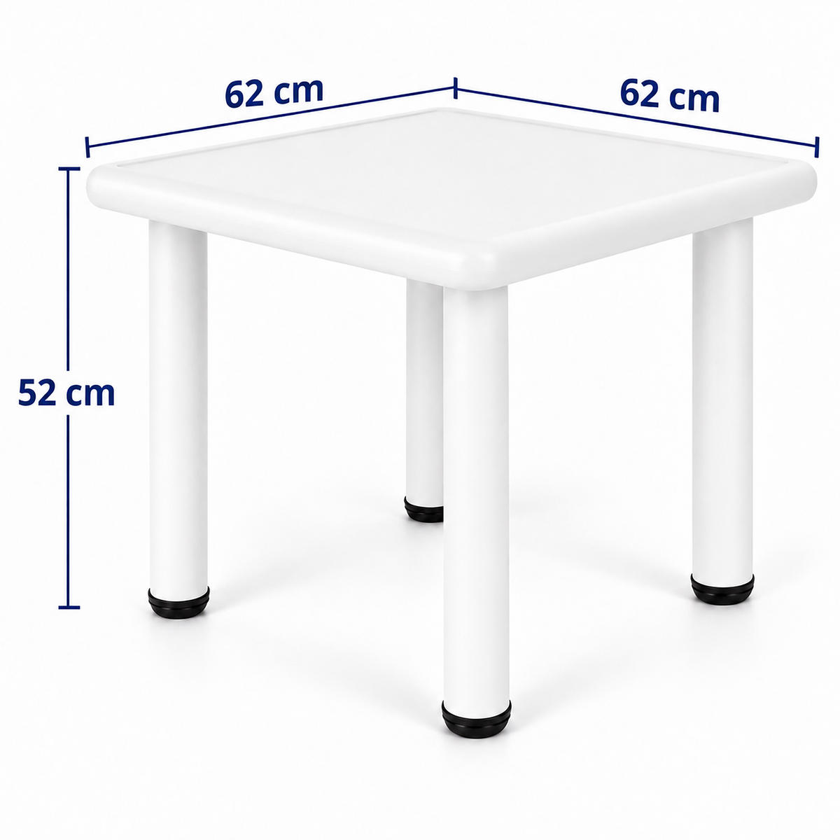 KINDERTISCH Weiß Indoor Outdoor 52x62 cm - Weiß, Kunststoff/Metall (62/52/62cm) - Relaxdays