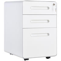 ROLLCONTAINER Aktenschrank mit 3 Schubladen Bürocontainer Stahl Weiß - Weiß, Metall (48/59/39cm) - Vinsetto