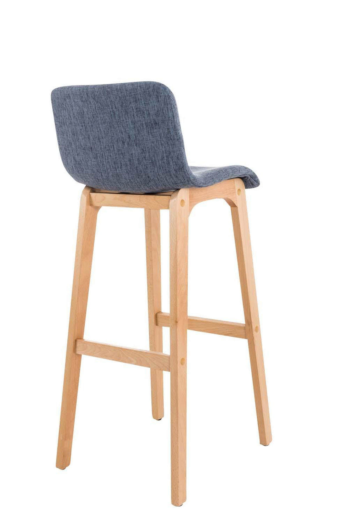 BARHOCKER Stoff blau - Blau/Eukalyptusholzfarben, Holz/Textil (41/101/46cm) - CLP