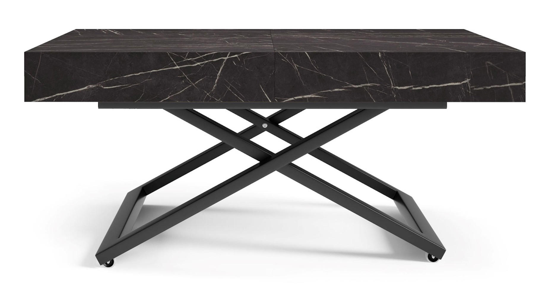 COUCH-/ESSTISCH Sanna U Pietra Grigia schwarz 120 - 200 / 80 / 27 - 80cm - Schwarz, Holz/Holzwerkstoff (80/120/27cm) - Feldmann-Wohnen