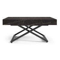 COUCH-/ESSTISCH Sanna U Pietra Grigia schwarz 120 - 200 / 80 / 27 - 80cm - Schwarz, Holz/Holzwerkstoff (80/120/27cm) - Feldmann-Wohnen