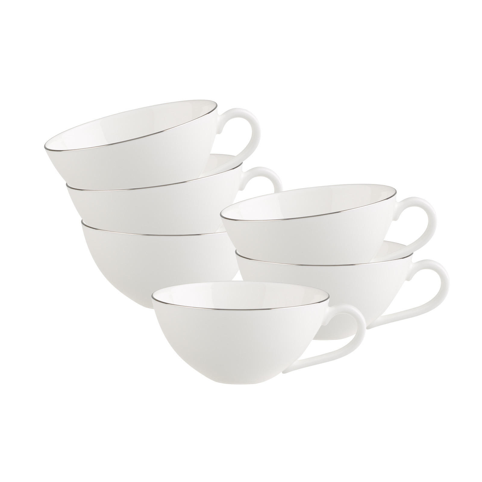 TEETASSEN Anmut Platinum No.1 weiß 140 ml 6er Set - Weiß, Keramik (0.14L) - Villeroy & Boch