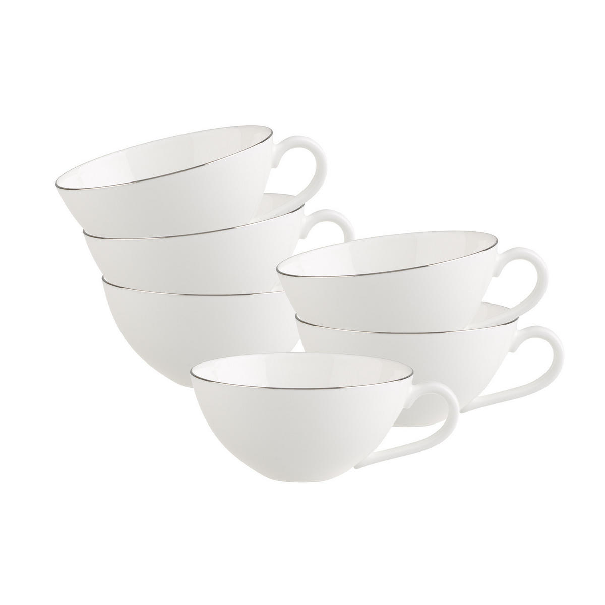 TEETASSEN Anmut Platinum No.1 weiß 140 ml 6er Set - Weiß, Keramik (0.14L) - Villeroy & Boch